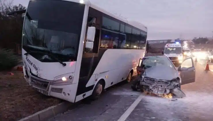 Otomobil, servis midibüsüyle çarpıştı: 1 ölü, 5 yaralı!