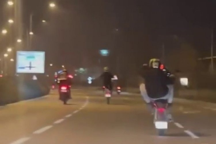 Merkez Nilüfer ilçesi Özlüce Mahallesi’nde bir motosiklet grubu, seyir halindeyken