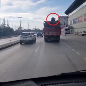 Bursa'da kereste yüklü kamyonun üstünde ölüme meydan okudular! 3 Bursam Medya -