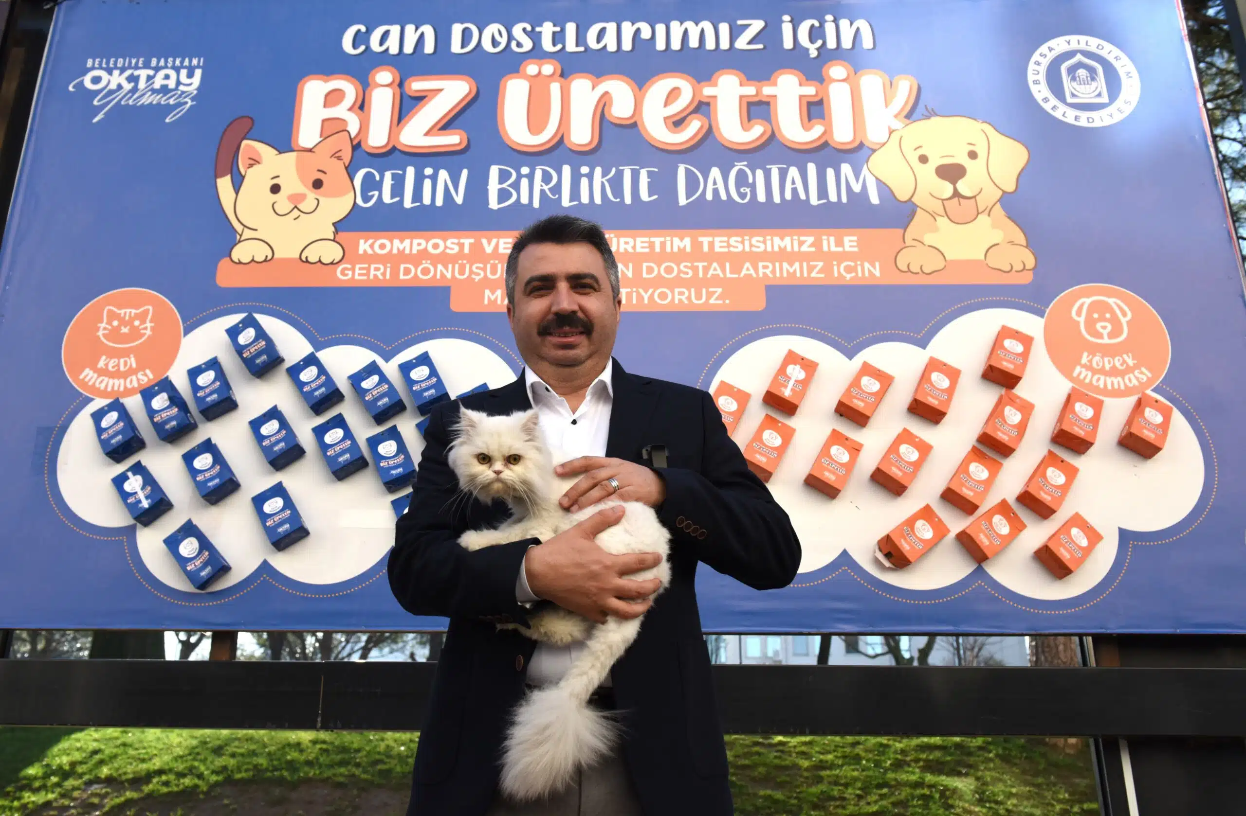 Yıldırım Belediyesi’nin topladığı yemek atıkları, Mama Üretim Tesisi’nde kedi köpek