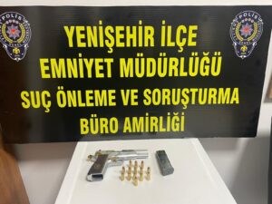 Yenişehir İlçe Emniyet Müdürlüğü ekiplerinin yaptıkları uygulamada üzerinde yapılan aramada