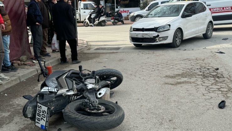 İznik’te otomobille çarpışan motosikletli yaralandı