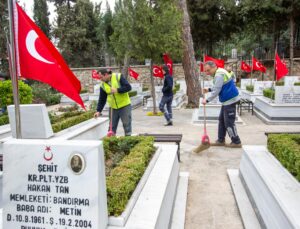 Bursa Büyükşehir’den şehitliklerde titiz çalışma