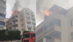 Merkez Nilüfer ilçesi Görükle Mahallesindeki 5 katlı apartmanın çatı katında