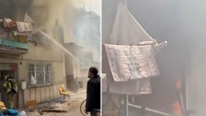 Yangın, merkez Osmangazi ilçesi Çirişhane Mahallesi’nde bulunan 2 katlı binada