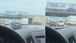 Çarpmanın ardından durmadan yoluna devam eden sürücünün o anları kameraya