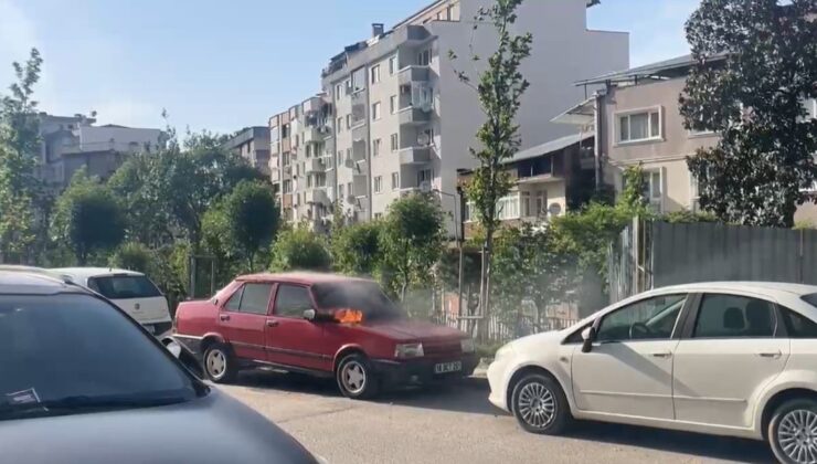 Bursa’da park halinde birden alev aldı!