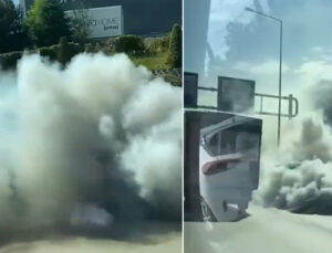 Ortalığı bir anda dumanlar sardı! Bursa trafiği kilitlendi!