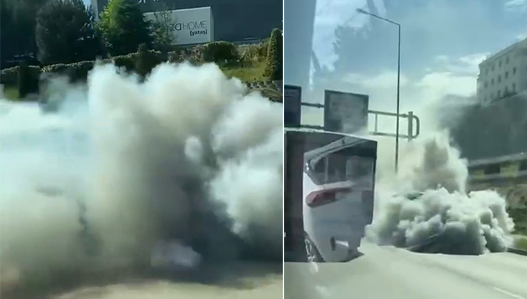 Ortalığı bir anda dumanlar sardı! Bursa trafiği kilitlendi!