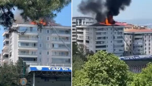 Yangın, Bursa’nın merkez Yıldırım ilçesi Bağlaraltı Mahallesi’nde bulunan bir sitedeki