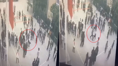 Bursa'da bir ortaokulda yaşanan şiddet olayı, güvenlik kameralarına yansıdı. Osmangazi