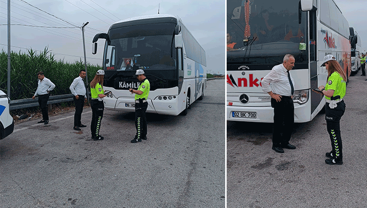 Bursa’nın Karacabey İlçesinde Bölge Trafik İstasyon Amirliği ekipleri, Bursa-İzmir ve