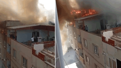 Bursa’da 3 katlı bir binanın çatı katında çıkan yangın, mahalle