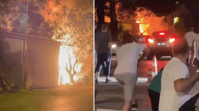 Bursa'daki sıcak havadan kaçan vatandaşlar, Özdilek Park'ın yeşilliklerinde serinlerken alevlerle