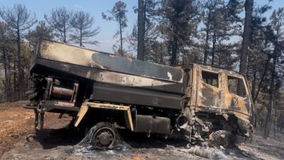 Bursa'nın Harmancık ilçesindeki orman yangınında Orman Genel Müdürlüğü'ne ait bir