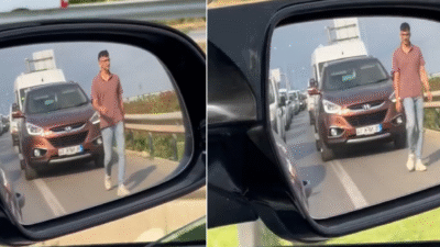 Bursa'da emniyet şeridini ihlal eden otomobillere ders vermek isteyen bir