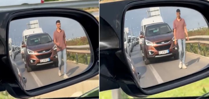 Bursa'da emniyet şeridini ihlal eden otomobillere ders vermek isteyen bir