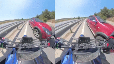 Bursa İstanbul karayolunda sol şeritte hızla ilerleyen motosikletli, ters yönden