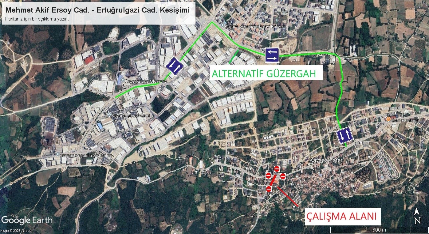 Nilüfer Kayapa'da su hattı çalışması nedeniyle Mehmet Akif Ersoy Caddesi