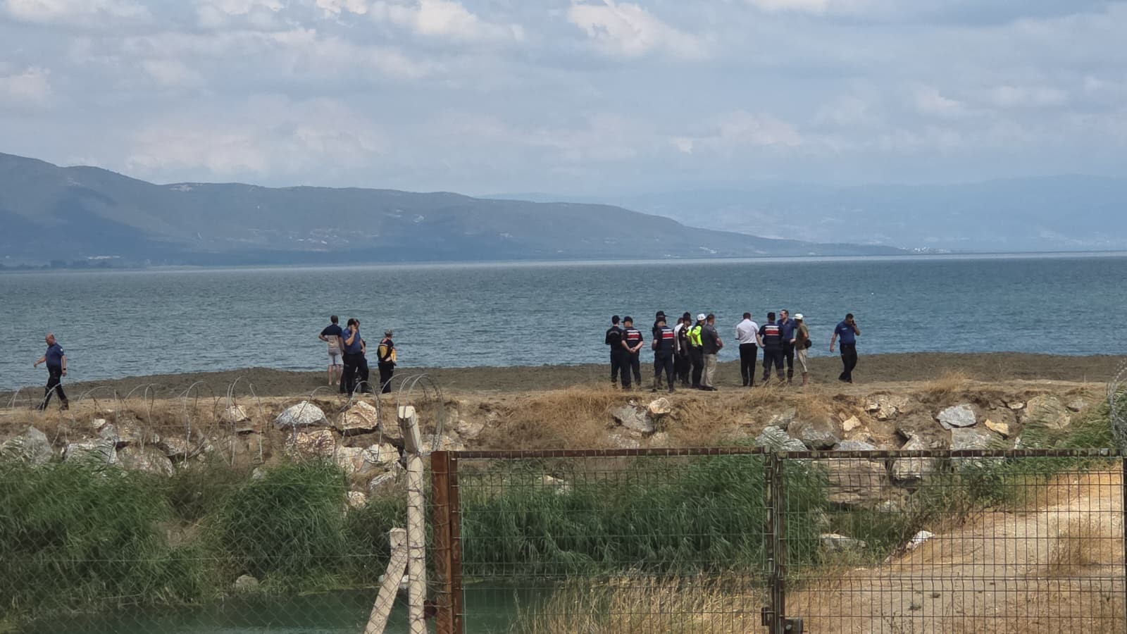 Bursa'nın Orhangazi ilçesi İznik Gölü sahilinde serinlemek için suya giren