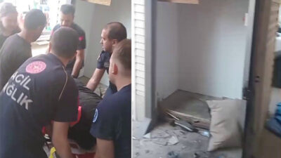 Bursa’nın Osmangazi ilçesinde 2. kattan düşen asansörde mahsur kalan vatandaş,