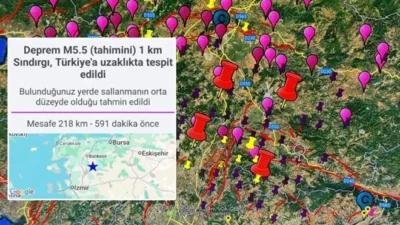 Balıkesir'in Sındırgı ilçesinde gece 01.10'da meydana gelen 4,3 büyüklüğündeki deprem,