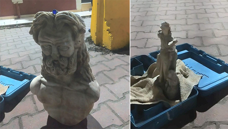 Bursa'nın İnegöl ilçesinde KOM ekiplerince düzenlenen tarihi eser operasyonunda, Roma