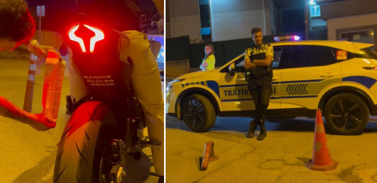Bursa'da plakasız motosikletle tek teker üzerinde ilerleyip trafiği tehlikeye düşüren