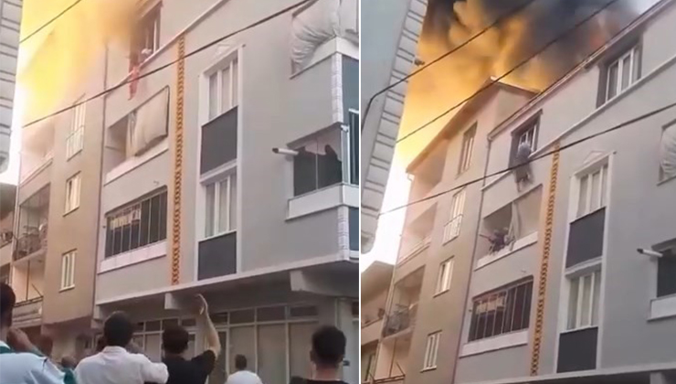 Bursa'nın Gürsu ilçesinde 3 katlı binanın çatı katının alevlere teslim