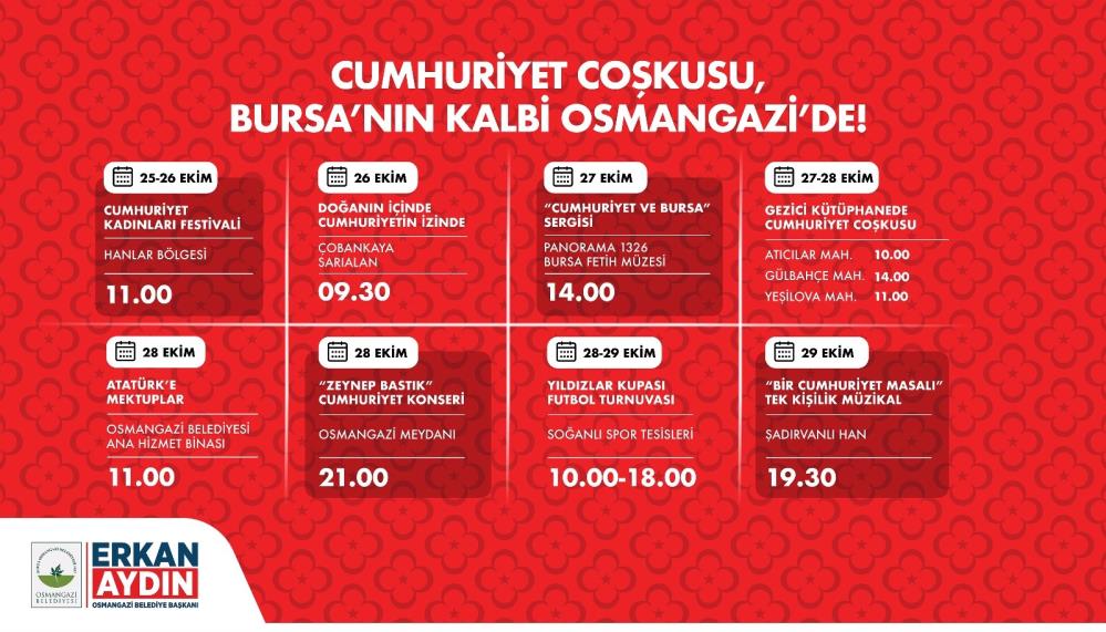 Osmangazi Belediyesi, Türkiye Cumhuriyeti’nin 102’nci kuruluş yıl dönümünü büyük bir