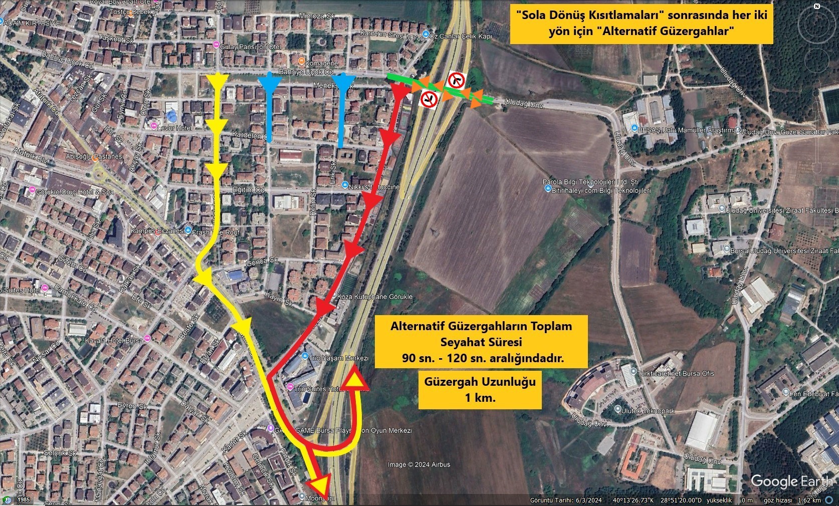Bursa'da son dönemde yoğunluğu ile dikkat çeken Görükle bağlantı kavşağında