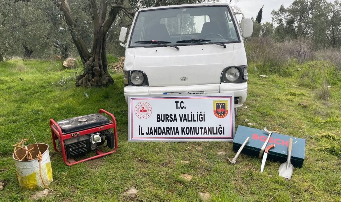 Bursa'nın İznik ilçesinde kaçak kazı yaptığı iddia edilen 2 kişi