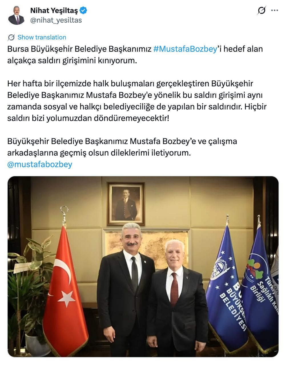 bursa'da saldırı girişimi: bozbey'e destek mesajları peş peşe geldi 1 Bursam Medya -