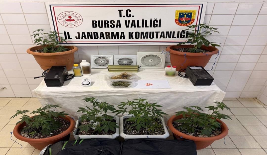 Bursa'nın Nilüfer ilçesinde evini uyuşturucu imalathanesine çeviren bir kişi jandarma