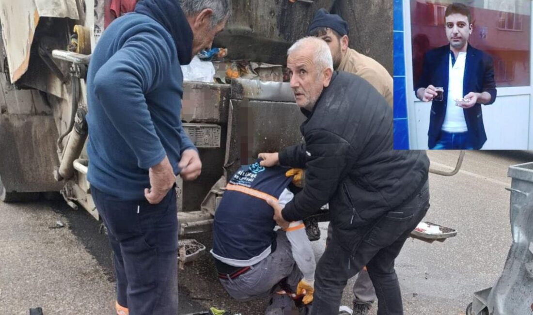 Bursa'da çöp toplayan işçi, çöp kamyonu ile arkadan gelen otomobilin