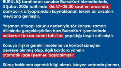 Bursa'da yaşanan bir teknik arıza sebebiyle toplu ulaşım kartlarında yolculardan