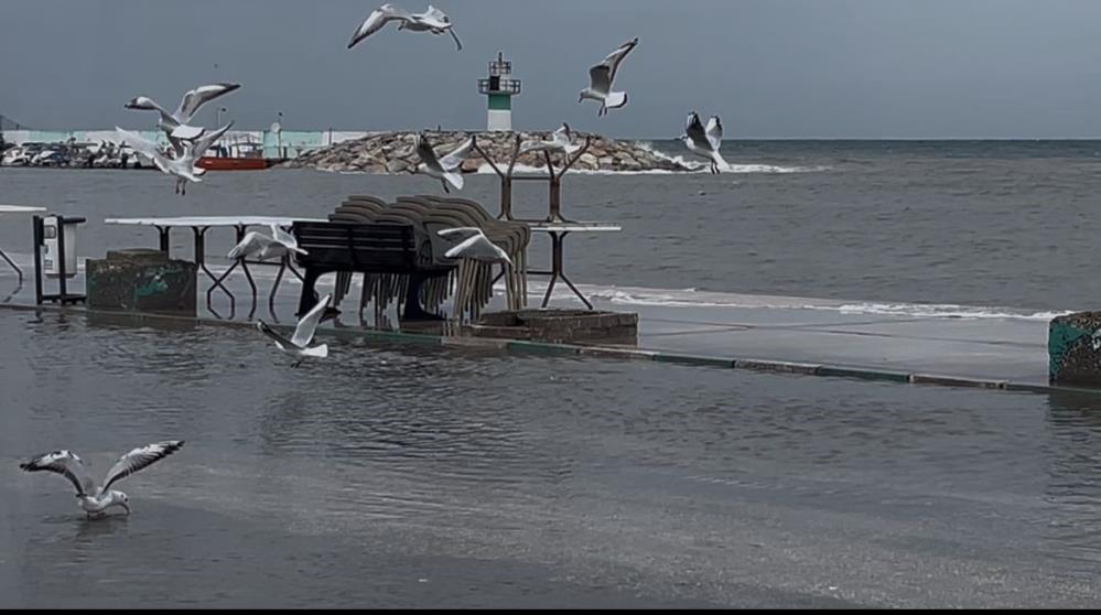 Deniz taştı, sahil yolu kapandı 1 Bursam Medya -