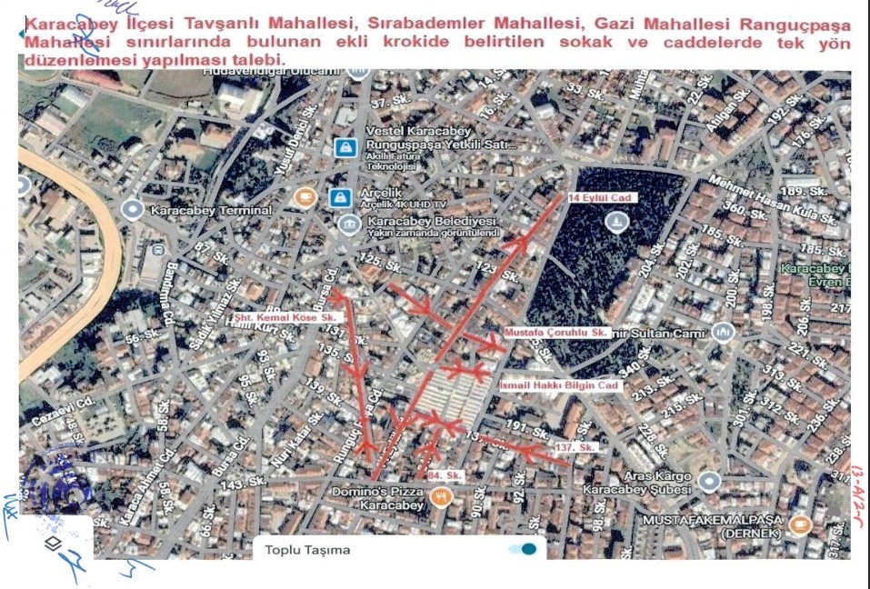 UKOME kararı doğrultusunda Karacabey’de bazı cadde ve sokaklarda tek yön