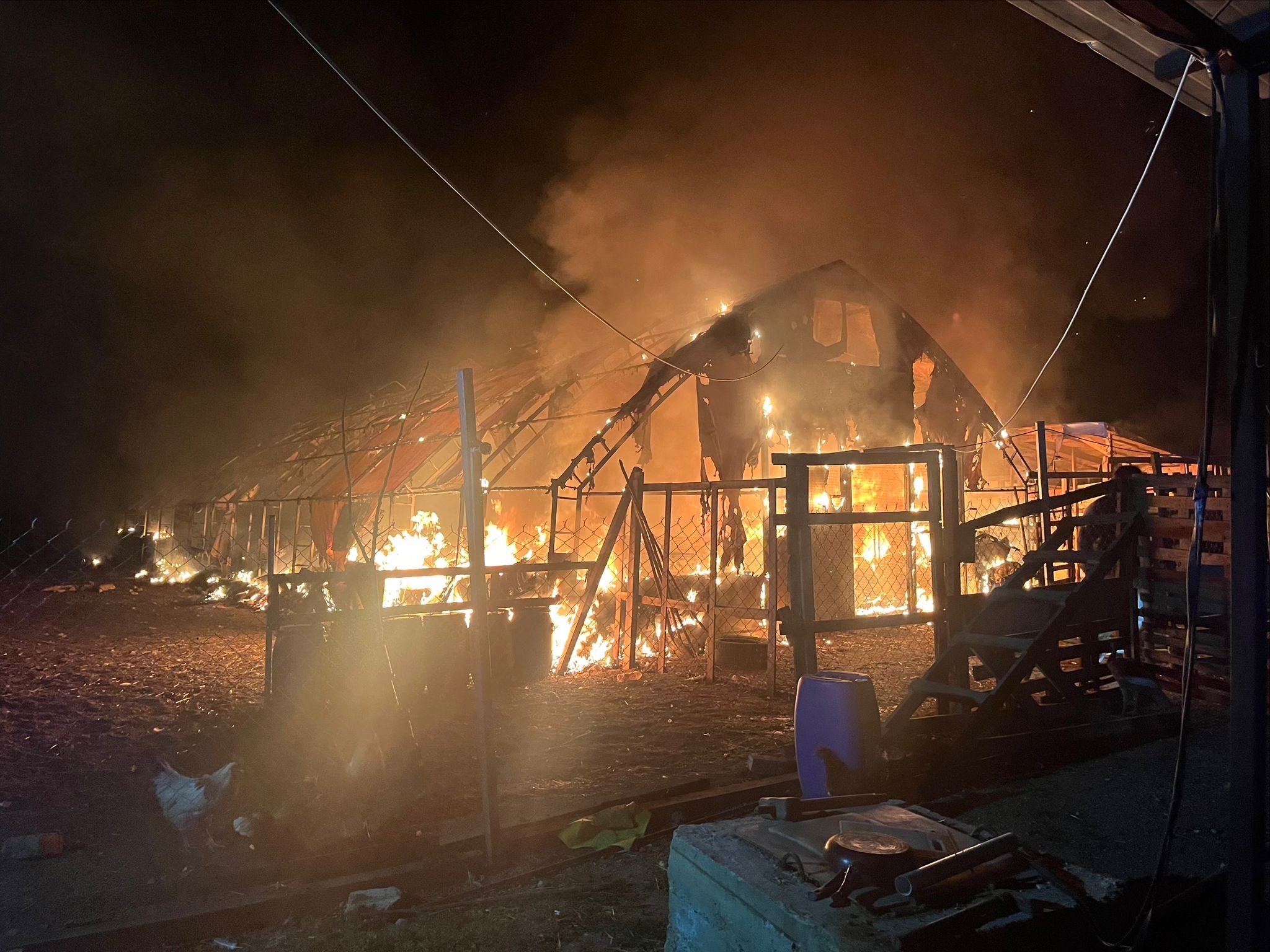İnegöl’de bir çiftlikte çıkan yangın büyük zarara yol açtı. Alevlerin