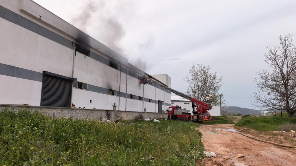 Bursa'nın İnegöl ilçesinde bir mobilya fabrikasında yangın çıktı. Alevler, itfaiye